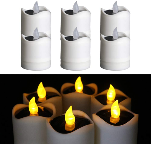 Waterproof Smokeless Solar Candles Lights Flame Light