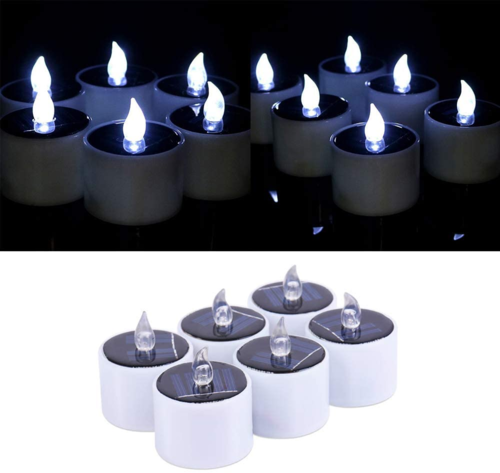 Waterproof Smokeless Solar Candles Lights Flame Light