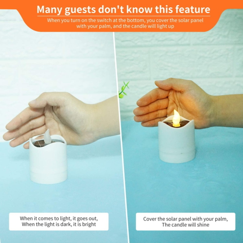 Waterproof Smokeless Solar Candles Lights Flame Light