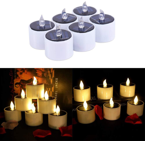 Waterproof Smokeless Solar Candles Lights Flame Light